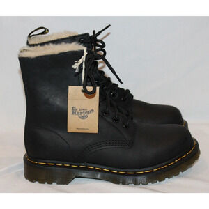 Dr. Martens Boots Women's 1460 Serena Faux Fur Lined Lace Up Black NEW